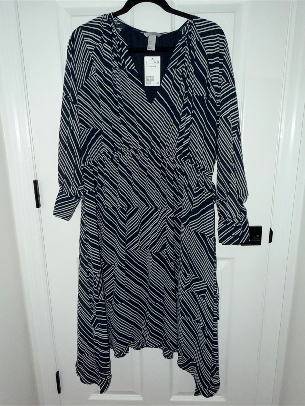 H&M Navy and White Asymmetrical Geometric Dress